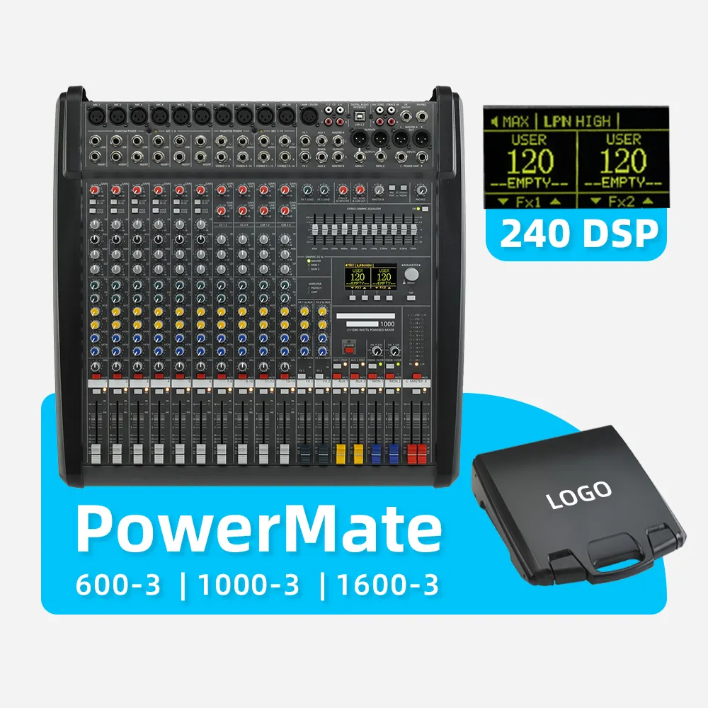Dynacord Powermate 600-3/1000-3/1600-3, 6/10/16 Channel Sound Mixing Console, Power Amplifier, Digital Audio Mixer