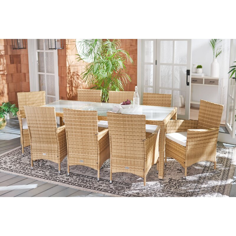 Leisure outdoor dining table set Glass top Rattan wicker tables Beach Hotel Garden Villa Patio chairs furniture