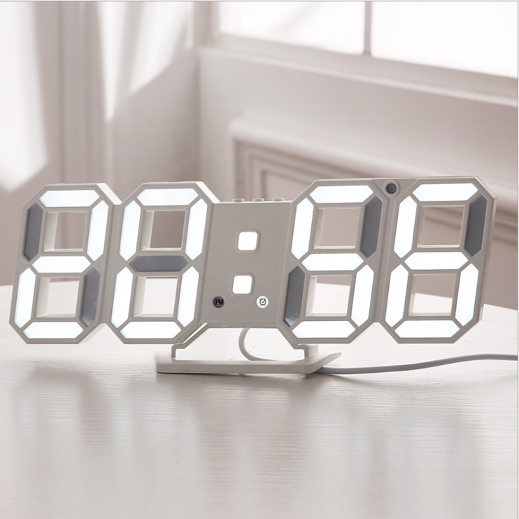 3D LED Wall Clock Remote Control Digital Timer Nightlight Watch Alarm Clock for Warehouse Office Home Living Room