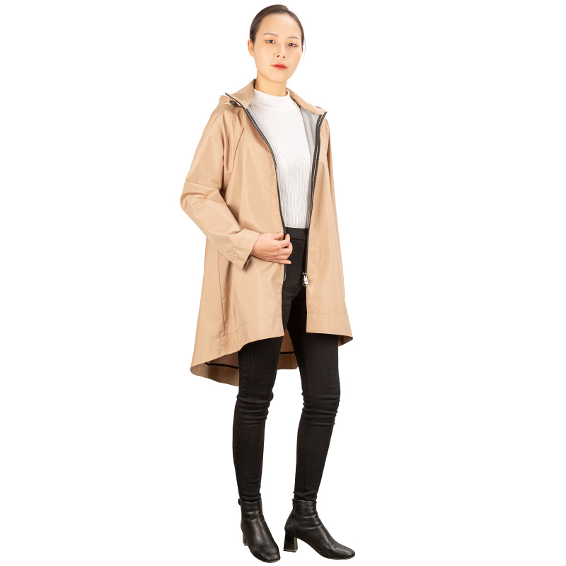 New Design Stylish A Shape Loose Waterproof Jacket Women Trench Coat With Zipper