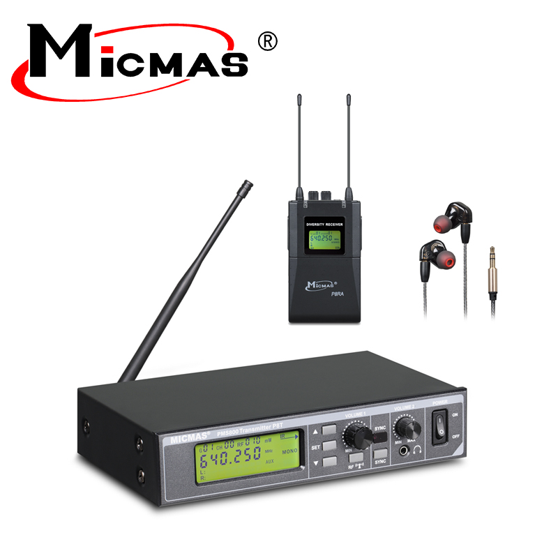 Профессиональная стерео Беспроводная система ушного монитора Micmas UHF