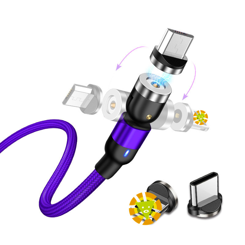 Магнитный зарядный кабель USB 540 3 в 1 QC 3,0, Магнитный зарядный кабель с углом поворота 180, 3 А, быстрая зарядка, передача данных для Mirco