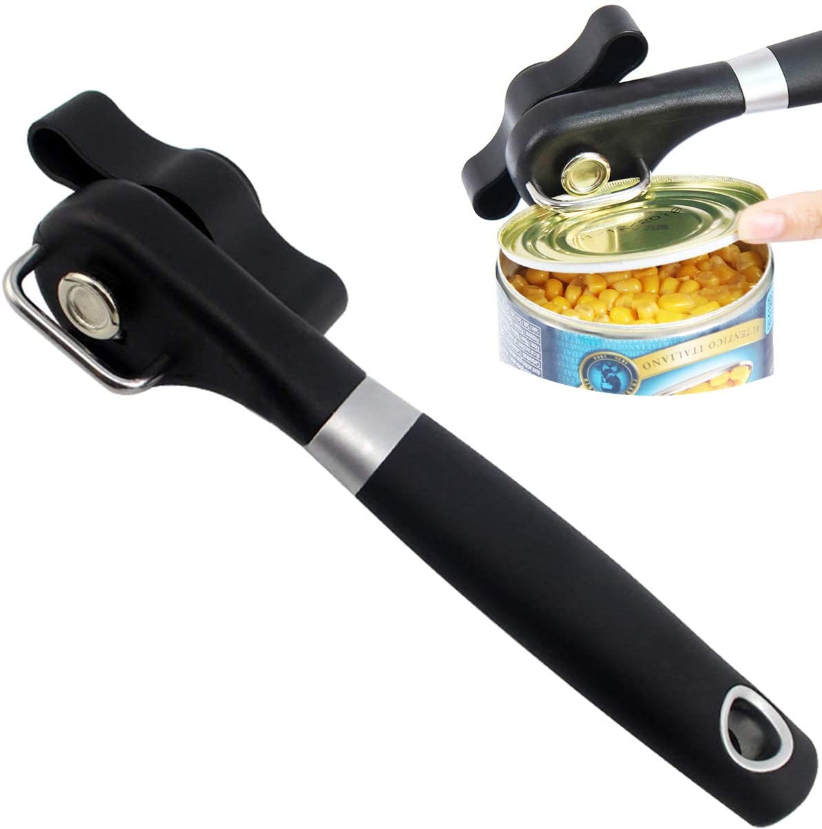 No Scratching Hand Design Can Opener Smooth Edge Safety Manual Can Opener Heavy Duty Stainless Steel Safe Cut Can Opener for Res