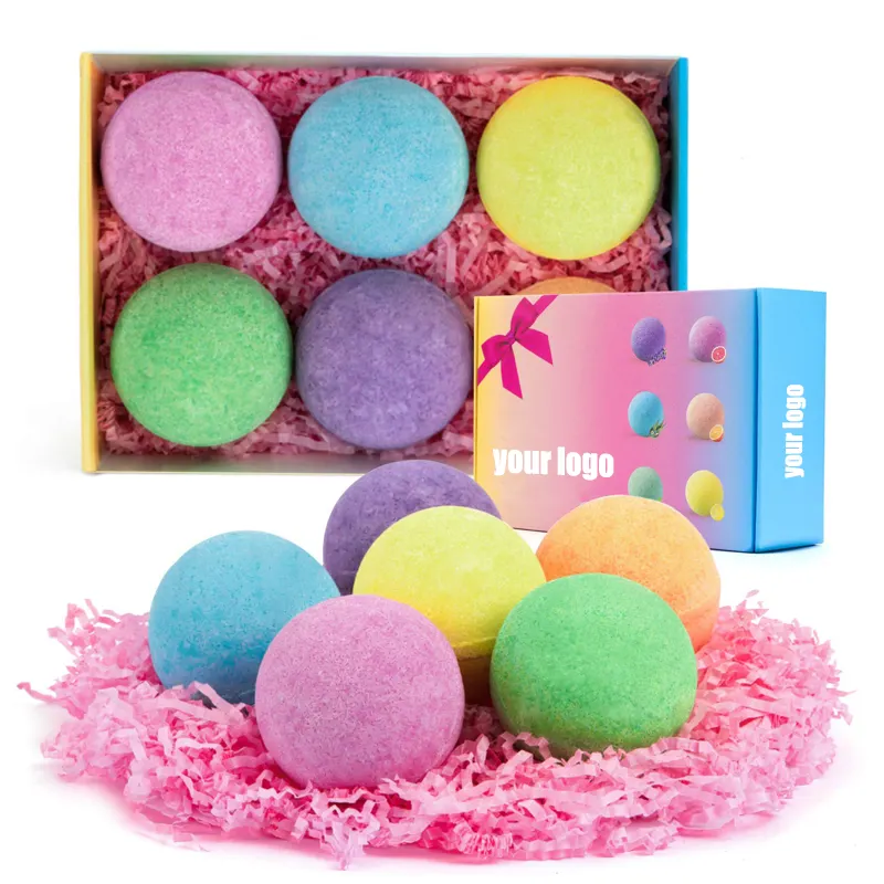 Msds/100% Natural Ingredients Best Quality Wholesale Gift Box Low Price Bubble Fizzy Organic Ingredients Bath Bombs Rainbow
