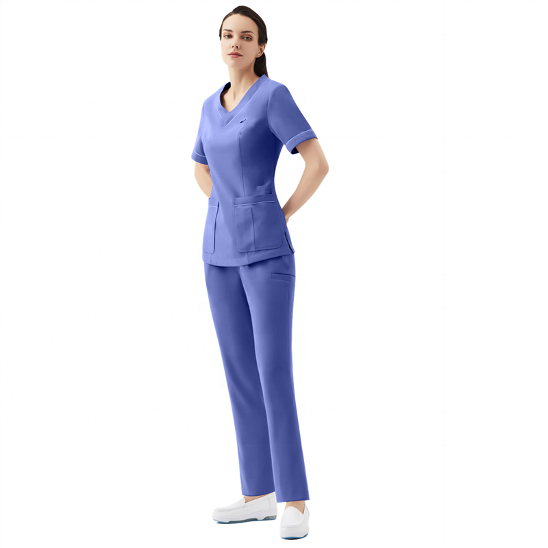 100 Cotton V-neck Female Wear Medical Surgical Doctor Nurse Factory Direct Made Scrub Uniform Cheap Nursing Scrubs