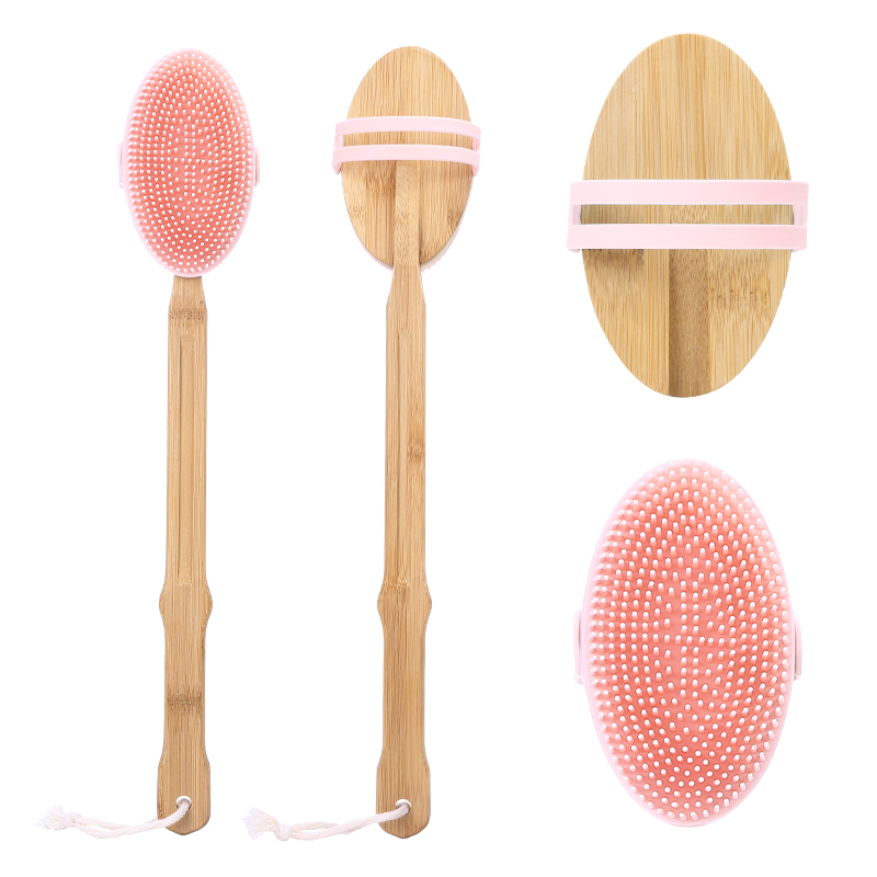 Amazon hot sale Long Handle Spa Washing Bath Body Brush Cleaning Back Shower Scrubber Silicone Bath Brushes Sponges Set