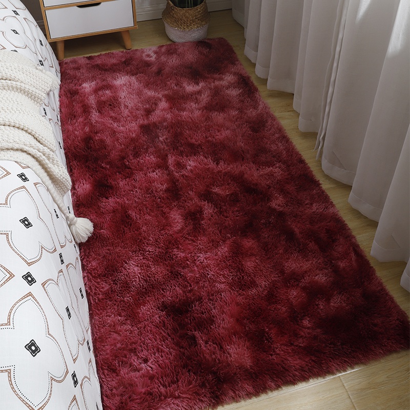 Household modern shaggy plush floor carpet tie-dye carpet bed side rugs