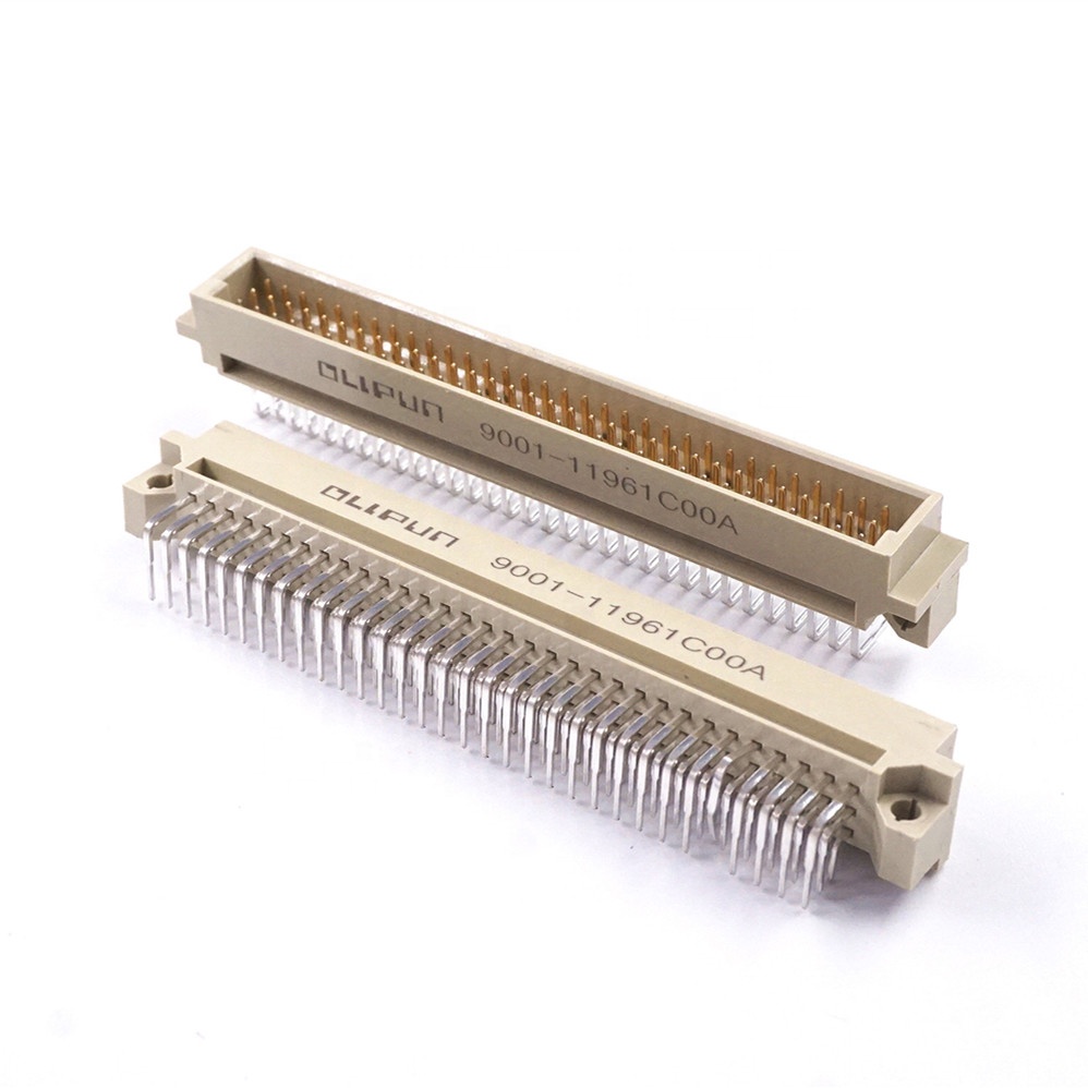 Backplane DIN 41612 Connector 3 Rows 96 Positions Male Header Pin Right Angle Horizontal Through Hole PCB 3x32 Pin Pitch 2.54mm