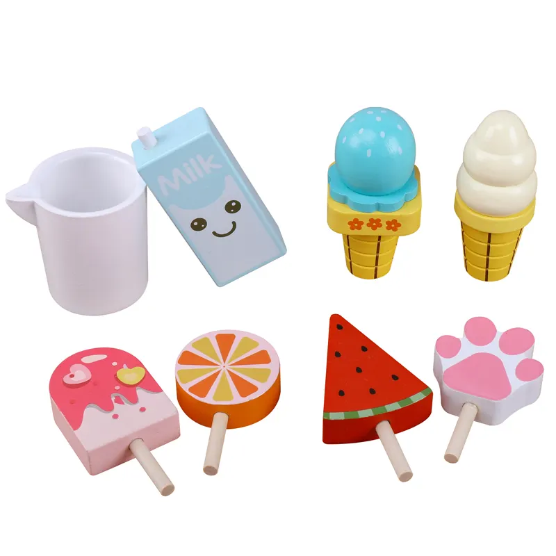 COMMIKI Barrel baby pink Wooden cartoon simulation popsicles children wooden boys and girls toys wholesale