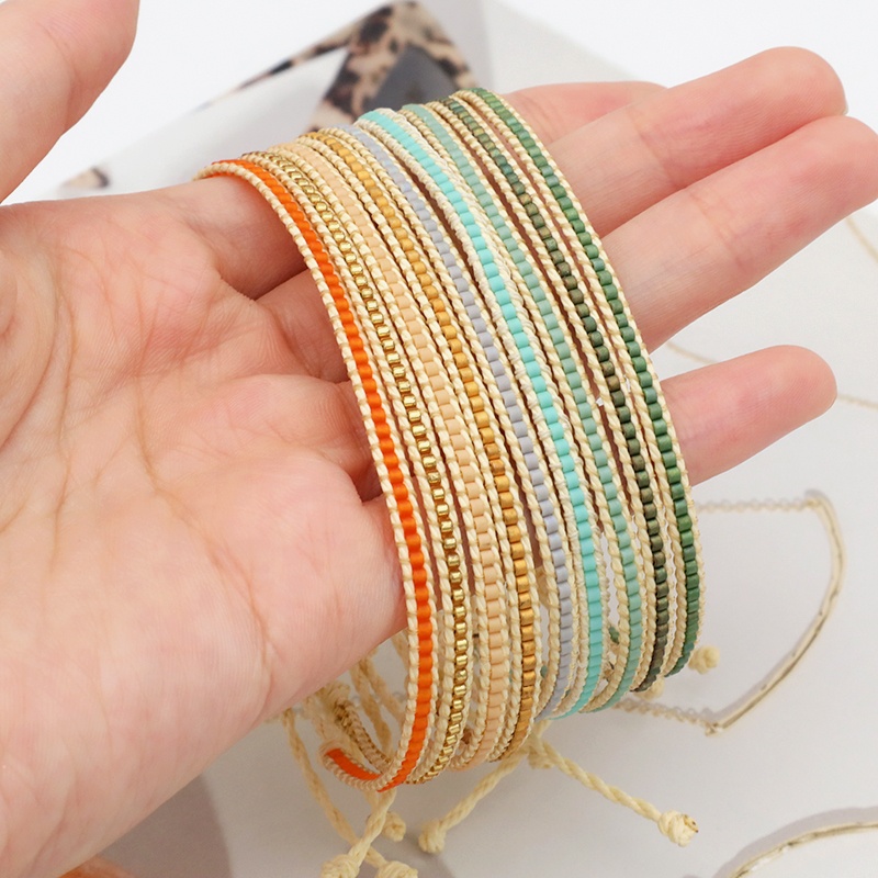 OEM custom fashion high quality handmade wire thread small Japanese miyuki beads bracelet