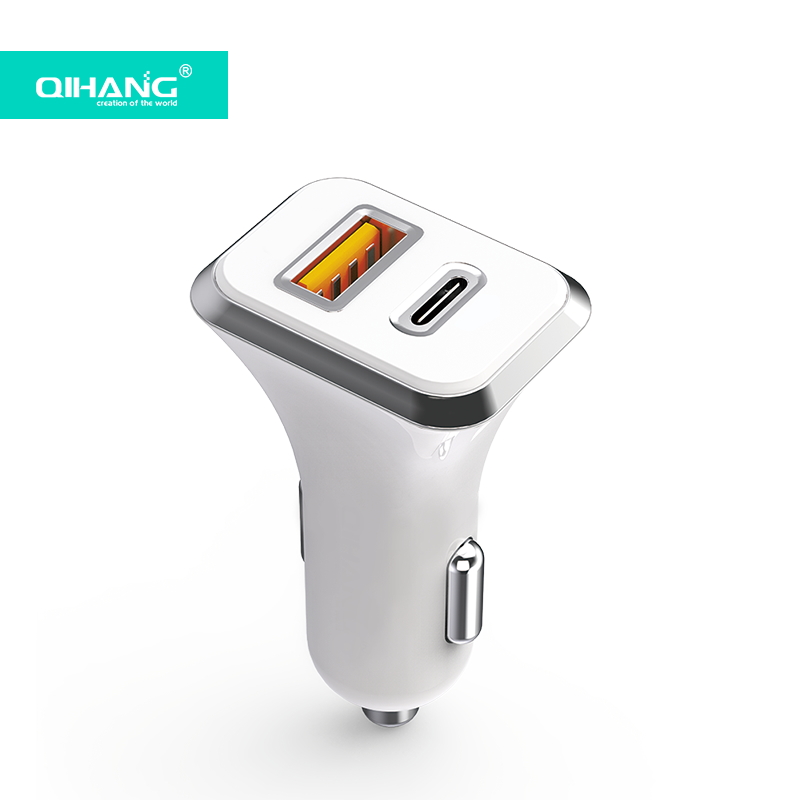 Быстрое зарядное устройство QIHANG, 18 Вт, 12 В, адаптер питания Usb-c, Тип C, под заказ, портативное двойное автомобильное зарядное устройство Qc3.0 Pd