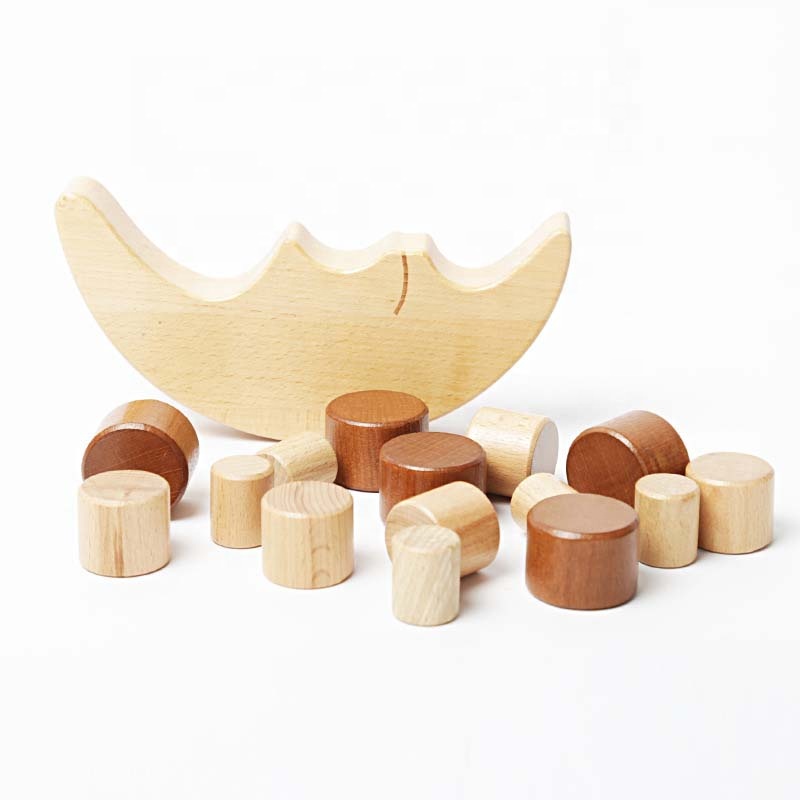 Parent-Child Preschool Education Montessori Benefit Wisdom Moon Balance Beam Solid Wood Toy