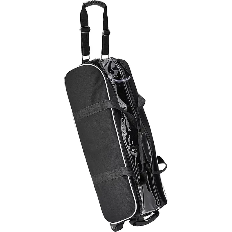 Factory OEM/ODM Transparent Top 3 Ball Tote Rolling Bowling Bag with Wheel