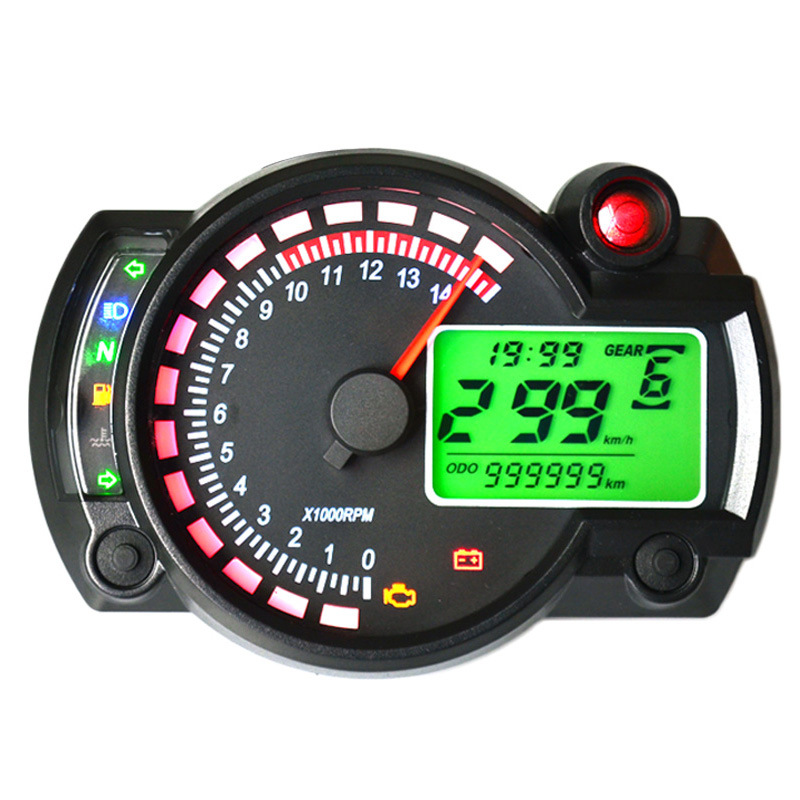 Adjustable LCD Digital Universal Tachometer 2 Color Backlight Motorcycle Speedometer Odometer MAX 299KM/H