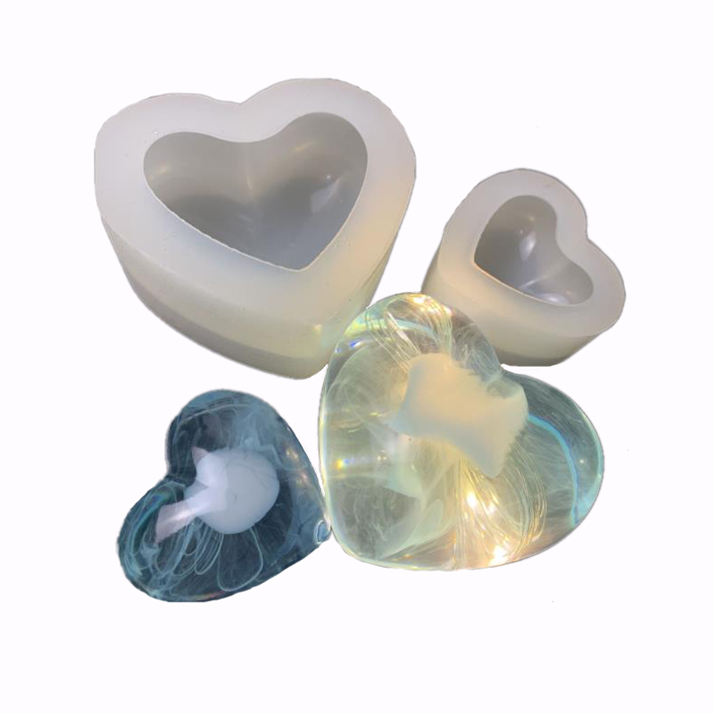 DMO DIY Big and Small Size Crystal Drop Gum Aromatherapy Gypsum Mirror Silica Gel Epoxy Resin Drop Heart Mold