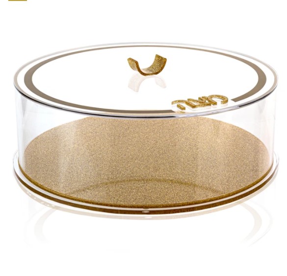 Factory wholesale Lucite Matzah Box - U with glitter gold and silver handle