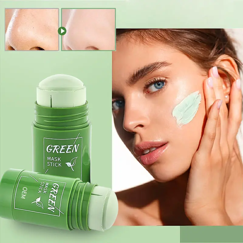 Custom Face Clay Mask Stick Facial Skin Care Matcha Green Tea Purifying Stick Mask Facial Clay Mud Solid Green Tea Mask Stick