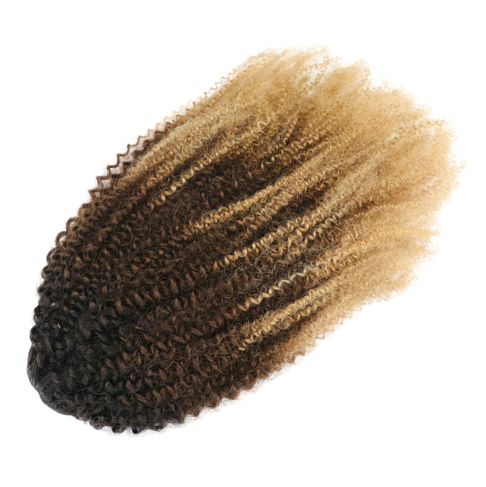Afro kinky curly Human Hair Ponytail Extensions T1b/4/27 Ombre Hair Extensions Soft Drawstring Ponytail Human
