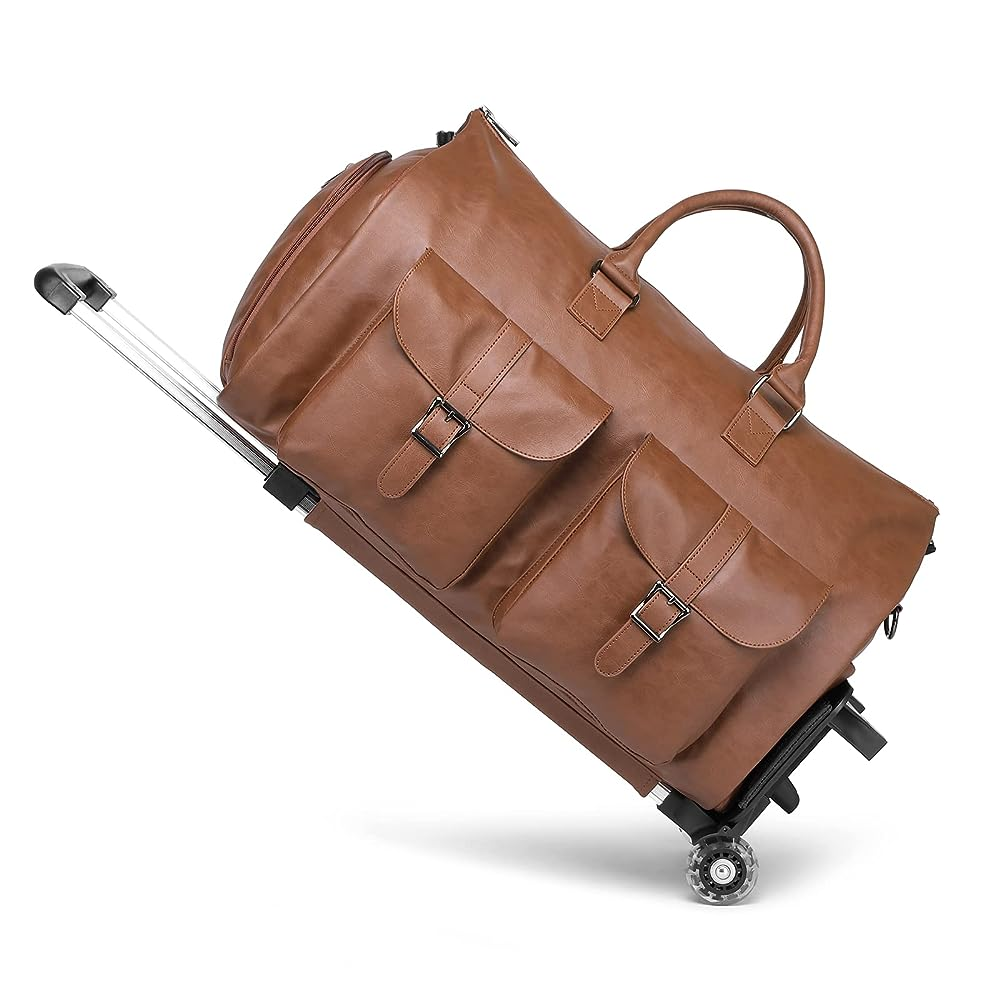 Multifunctional leather overnight luxury duffel suitcase luggage travel bag shoes compartment with high quality