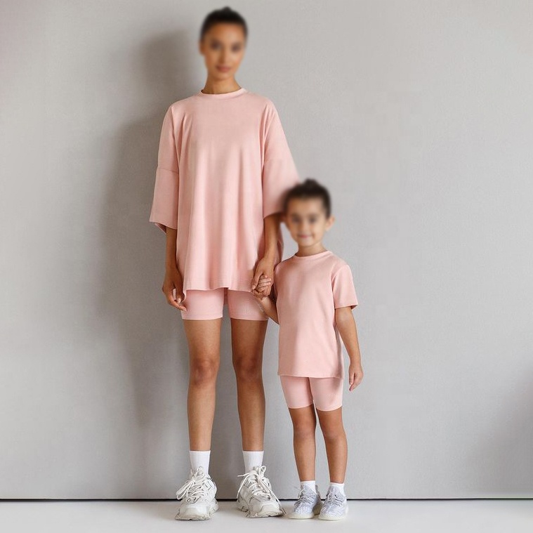 Одежда на заказ Mommy And Me, футболка большого размера на заказ, байкерские шорты, одежда для мамы, мини-отдыха, комплект из двух предметов, уличная одежда