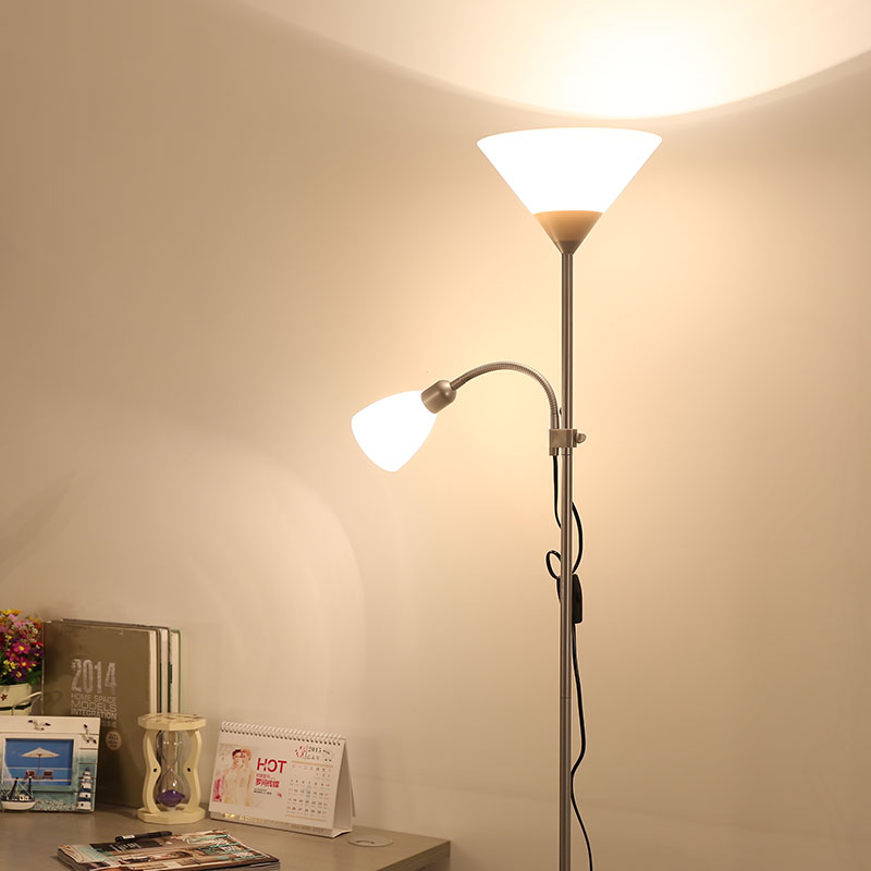Белый пластиковый абажур 2-Lights железная трубка для мамы и сына освещение Торшер для включения/выключения освещения для чтения
