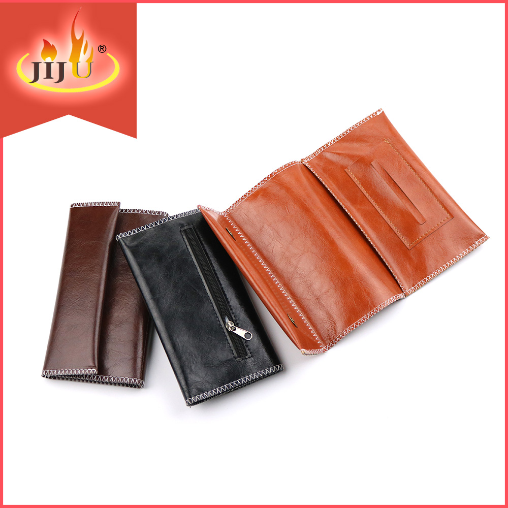 Trending products smoking package bag vintage brown leather tobacco case pouch rolling cigarette bag with logo