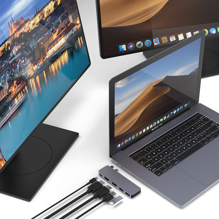 DC6DH 2020 Новый для macbook pro macbook air Dual USB C HUB Dual hdmi дисплей