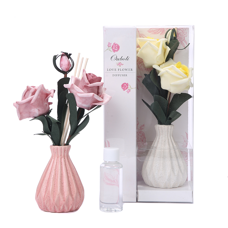 Natural sola Flower ceramic bottle reed diffusers sets ornaments reed diffuser ceramic wholesale air freshener