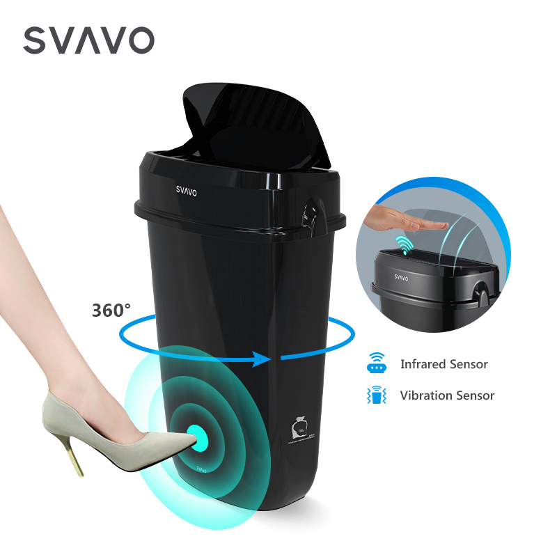 Автоматическая бесконтактная мусорная корзина SVAVO с умным инфракрасным датчиком, мусорная корзина для ванной комнаты, пластиковая мусорная корзина для кухни, оптовая продажа