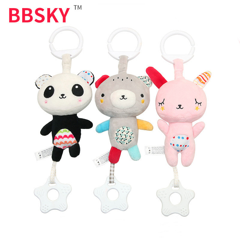 Bbsky мягкая плюшевая игрушка-прорезыватель в виде животного, детская погремушка, подвесная игрушка B023