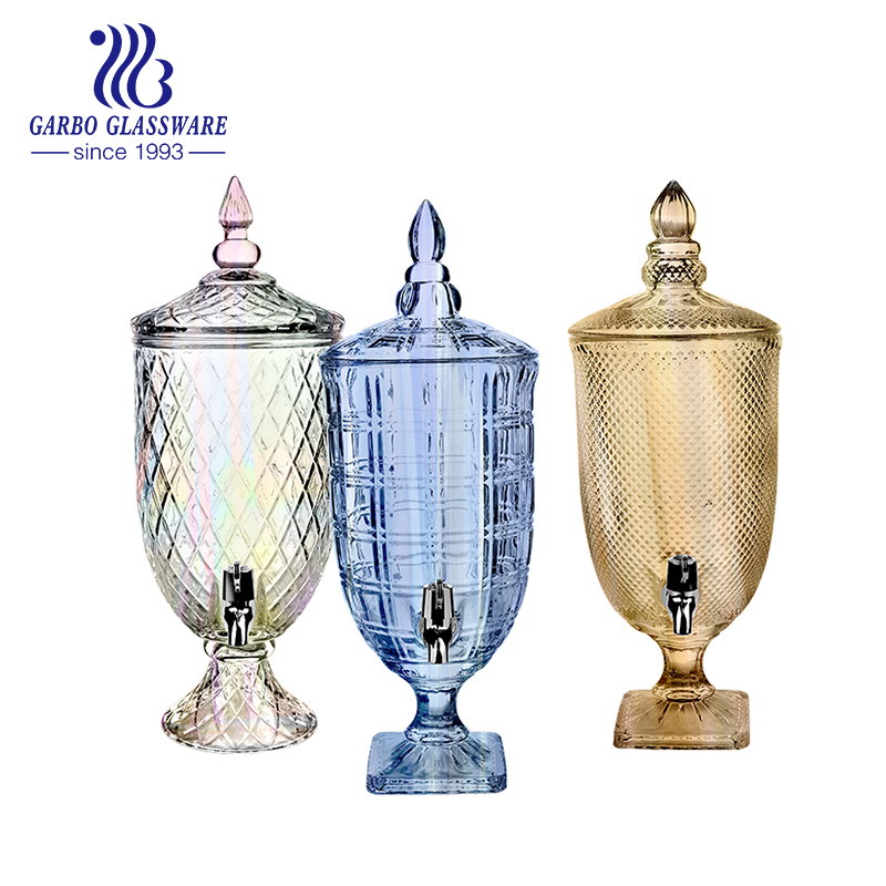 wholesale factory price water drink juice 2L 3L 5L glass beverage dispenser with stand tap