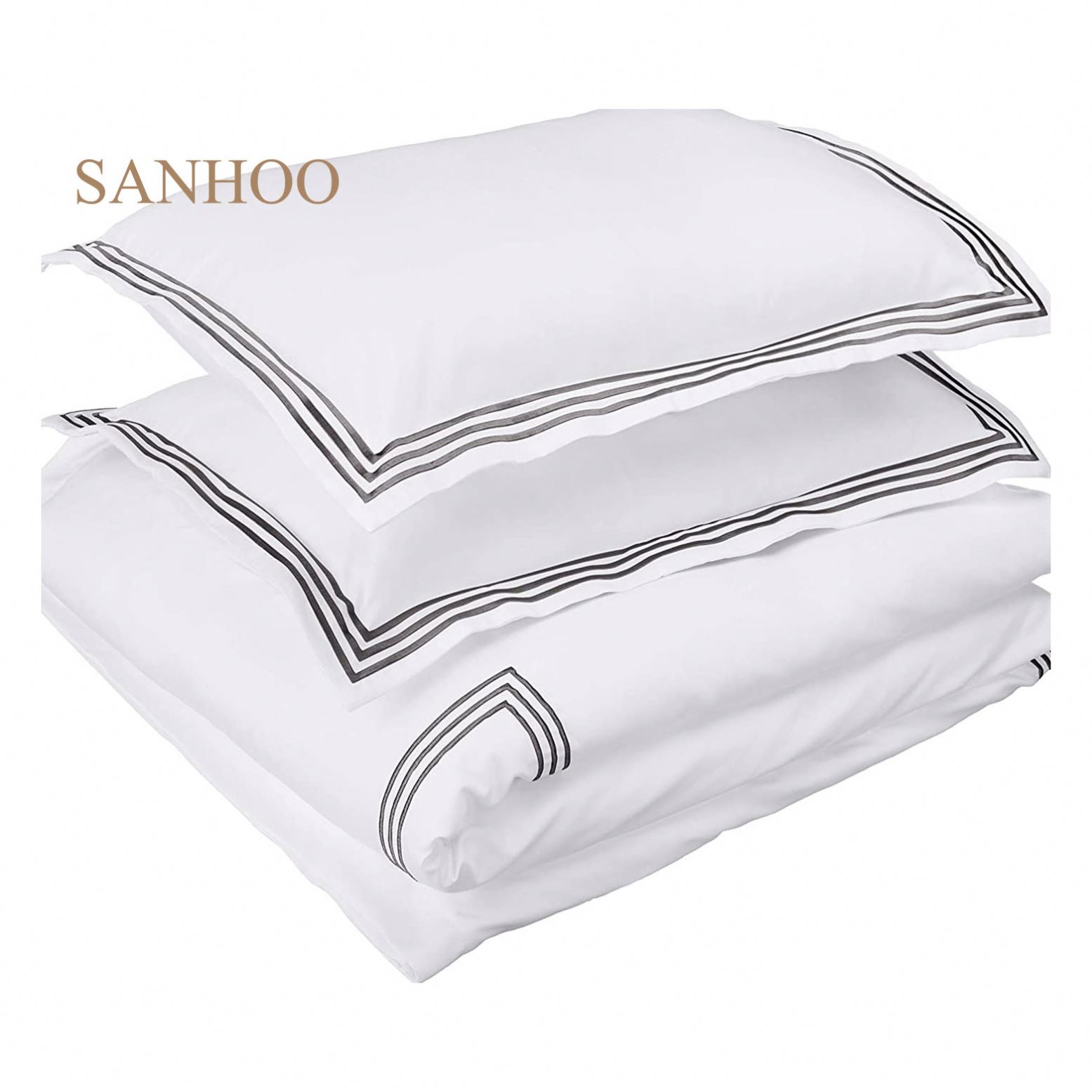 SANHOO OEM Service Jacquard Sheraton Hotel 200TC USA Size Bedsheets Duvet Cover 100% Cotton Cotton Bedsheets And Cases