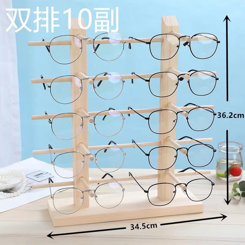 YTZ xsz5568 Wholesale Solid wooden glasses shop display tray storage Window trapezoidal desktop sunglasses display stand