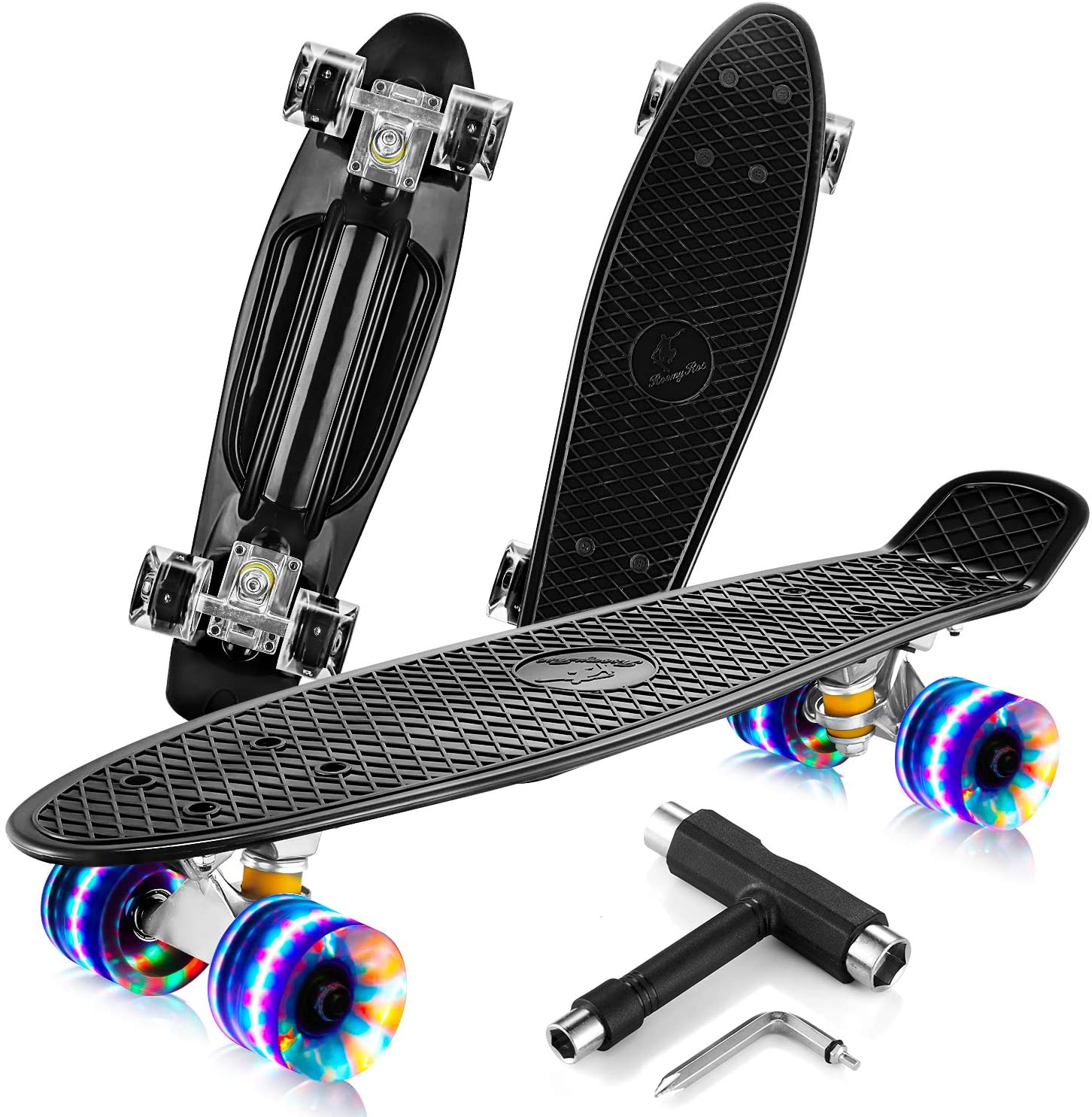 22 Inch Mini Cruiser Retro Plastic Beginners Complete Custom Surface Skateboards for Kids