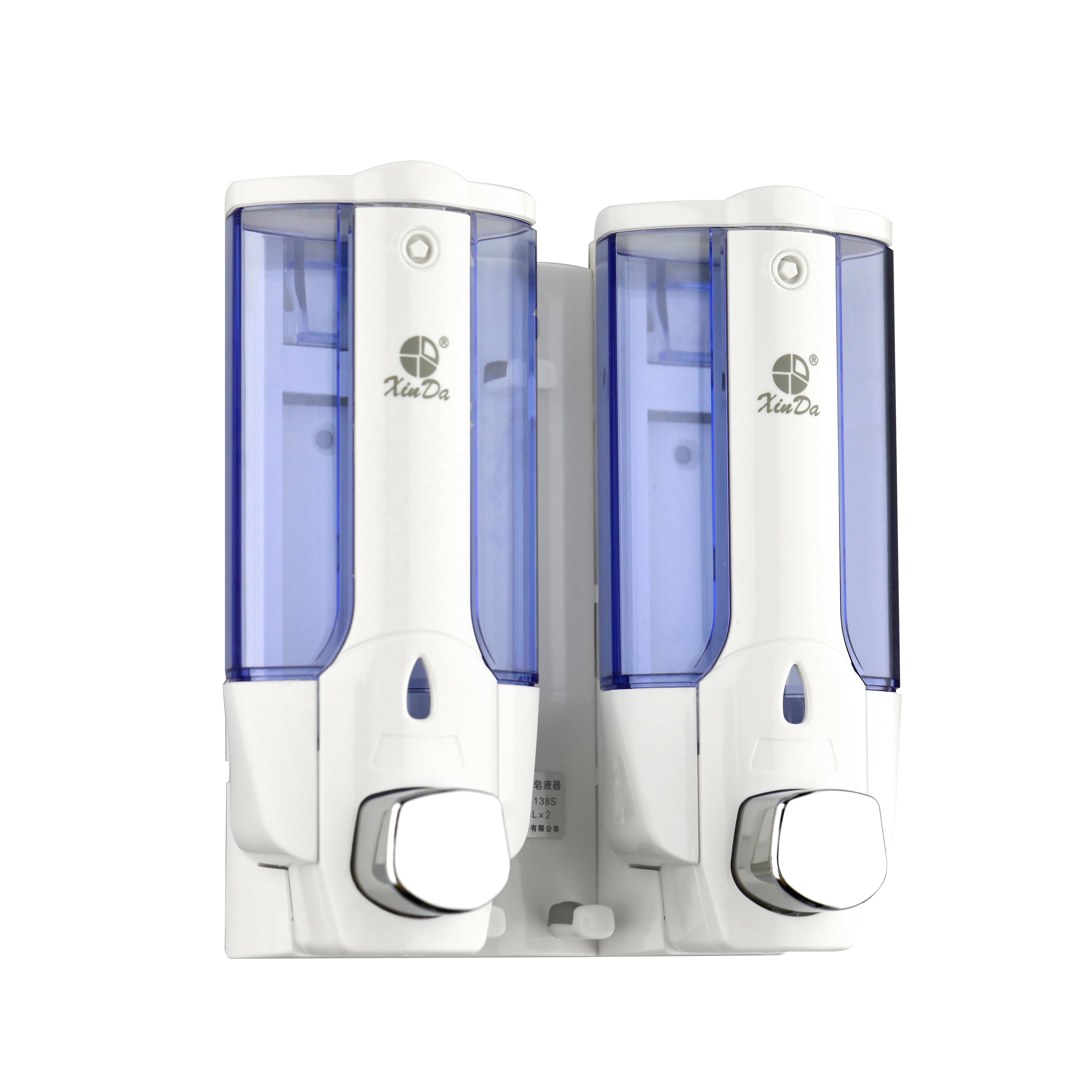 Функциональный дозатор мыла Xinda ZYQ138s 380 мл x2 с насосом, пластиковый белый дезинфицирующий настенный дозатор для ванны с блокировкой ключа