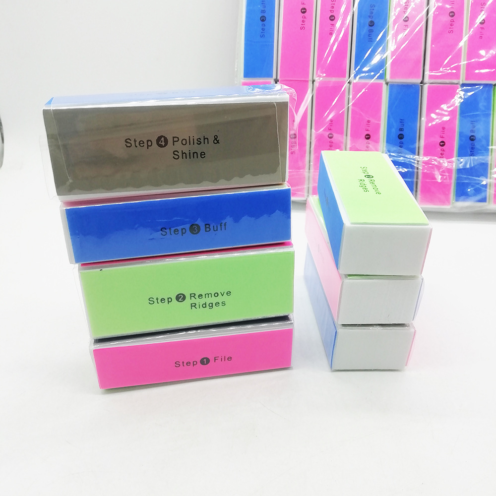 EVA nail buffer 4 ways buffer Colorful polish nail file washable disposable nail buffer block factory price with private label