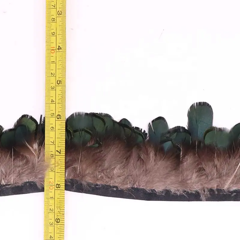 Wholesale High Quality Green Pheasant Feather Trims Fringe 5-7CM cloth strips sWith Sewing Crafts Costumes Decoration