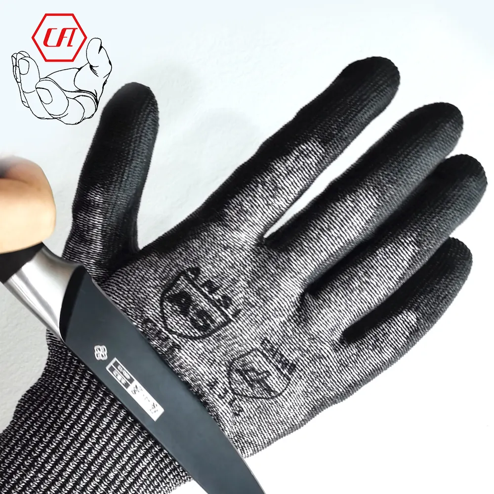 Guantes ANSI A5 Cut Resistant Micro Foam Nitrile Palm Coated Industrial Safety Work Gloves