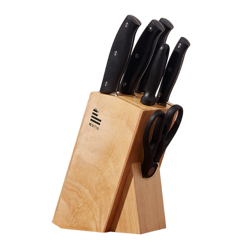 Professional Wooden Block Stainless Steel kitchen knife set Chef Cooking with Block Sharpener and Cooking Shear