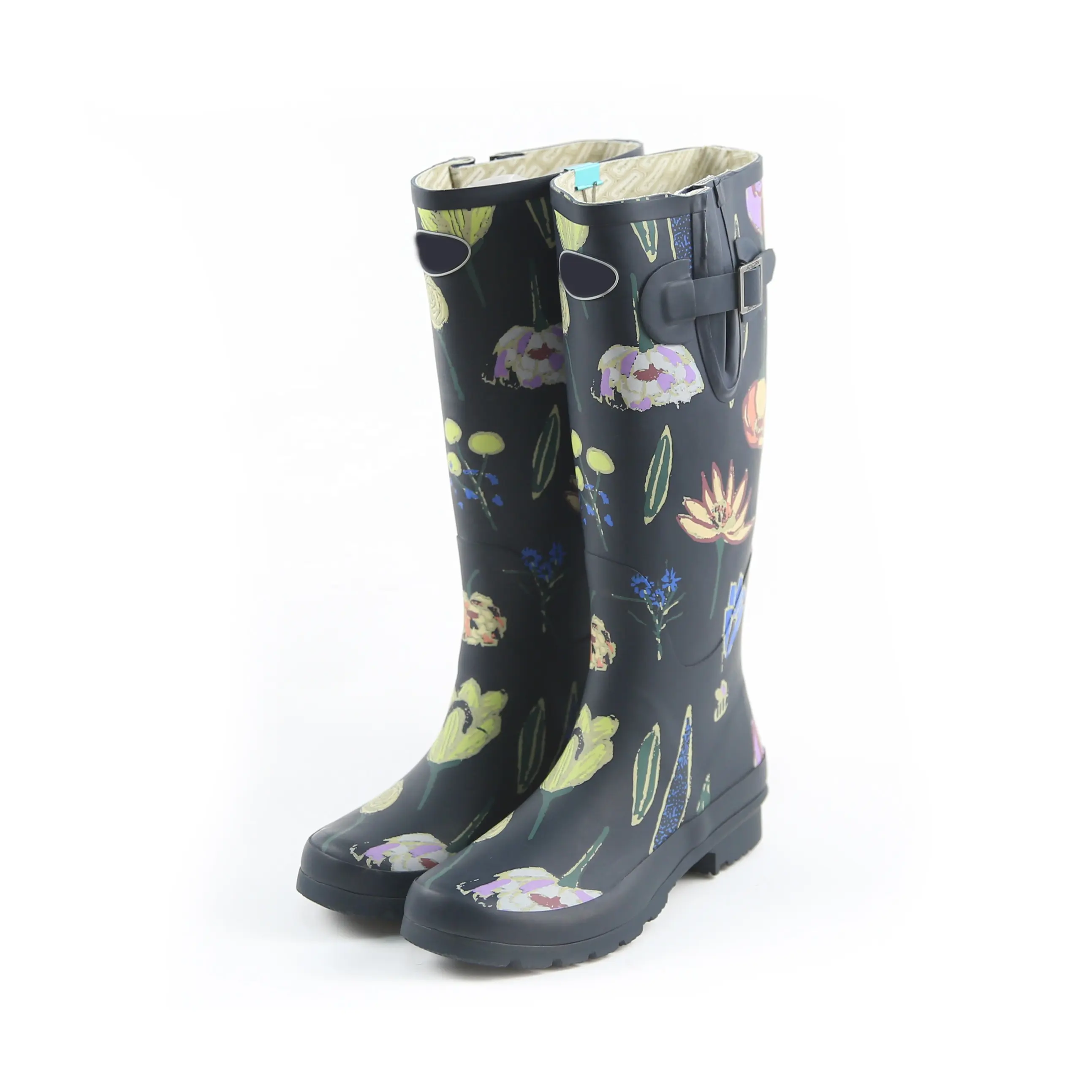fashion style printed dripdrop women waterproof anti slip knee rain boots wholesale rubber shoes