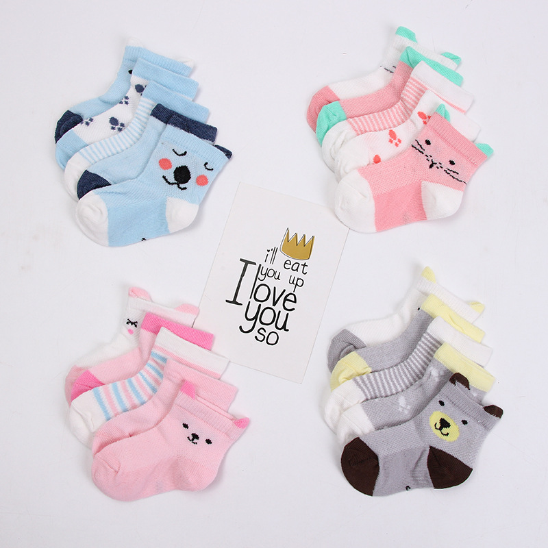 XUFANG Wholesale 2021 New Combed Cotton Baby Socks Spring and Summer Thin Mid Calf Kids Socks Thin Mesh Baby Socks