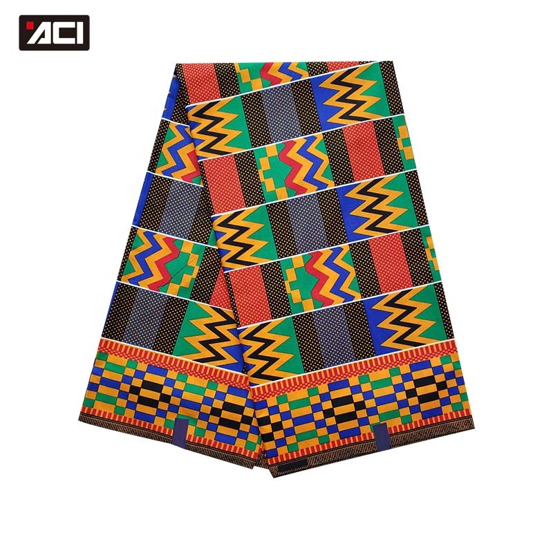 Лидер продаж, африканская ткань Kente ACI, 6 ярдов/штука, ткань Анкара, африканские настоящие восковые принты, высококачественная ткань с восковым принтом Гана Кенте