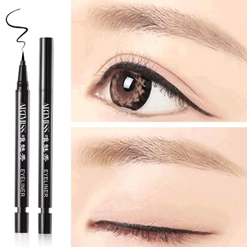 Eyes Makeup Rich Black Waterproof Sweat Proof Long Lasting Water Activated Liquid Eyeliner