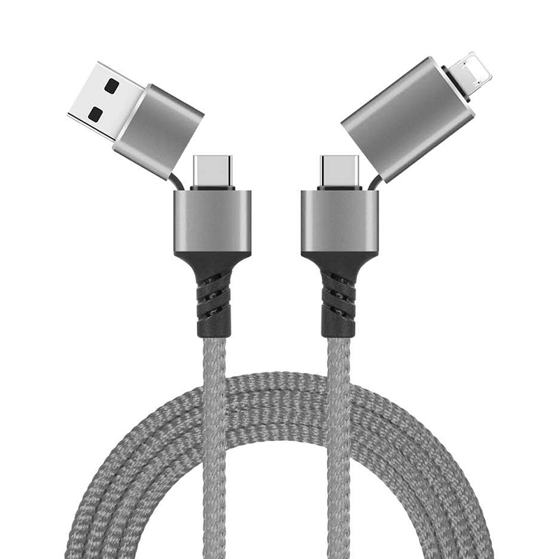4in1 USB зарядный кабель Type C USB нейлоновый плетеный кабель для зарядки и передачи данных для Iphone 18 Вт PD, ВЫСОКАЯ ЧЁТКОСТЬ, быстро заряжающийся мобильный телефон зарядное устройство