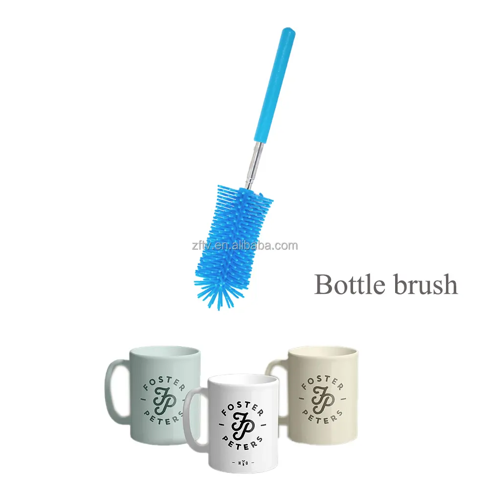 Household Thickened Long Handled Silicone Milk Bottle Cup Brush For Washing Tea Stains And Rotating Cup Brush For Baby Bottle