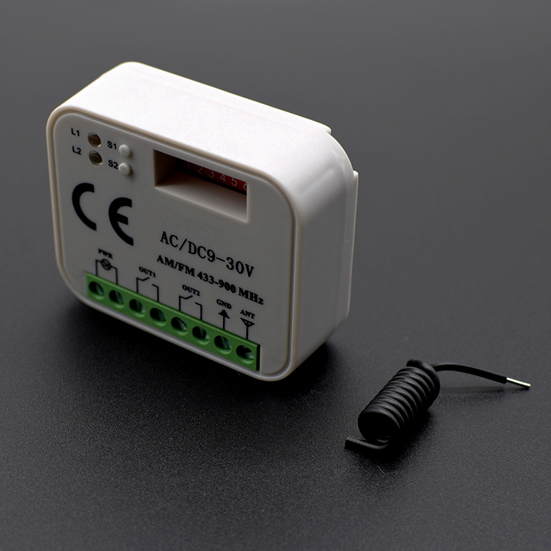Multi frequency 300 to 900MHz Universal Garage Doors Opener Remote Receiver 2CH AC DC 9 to 30V