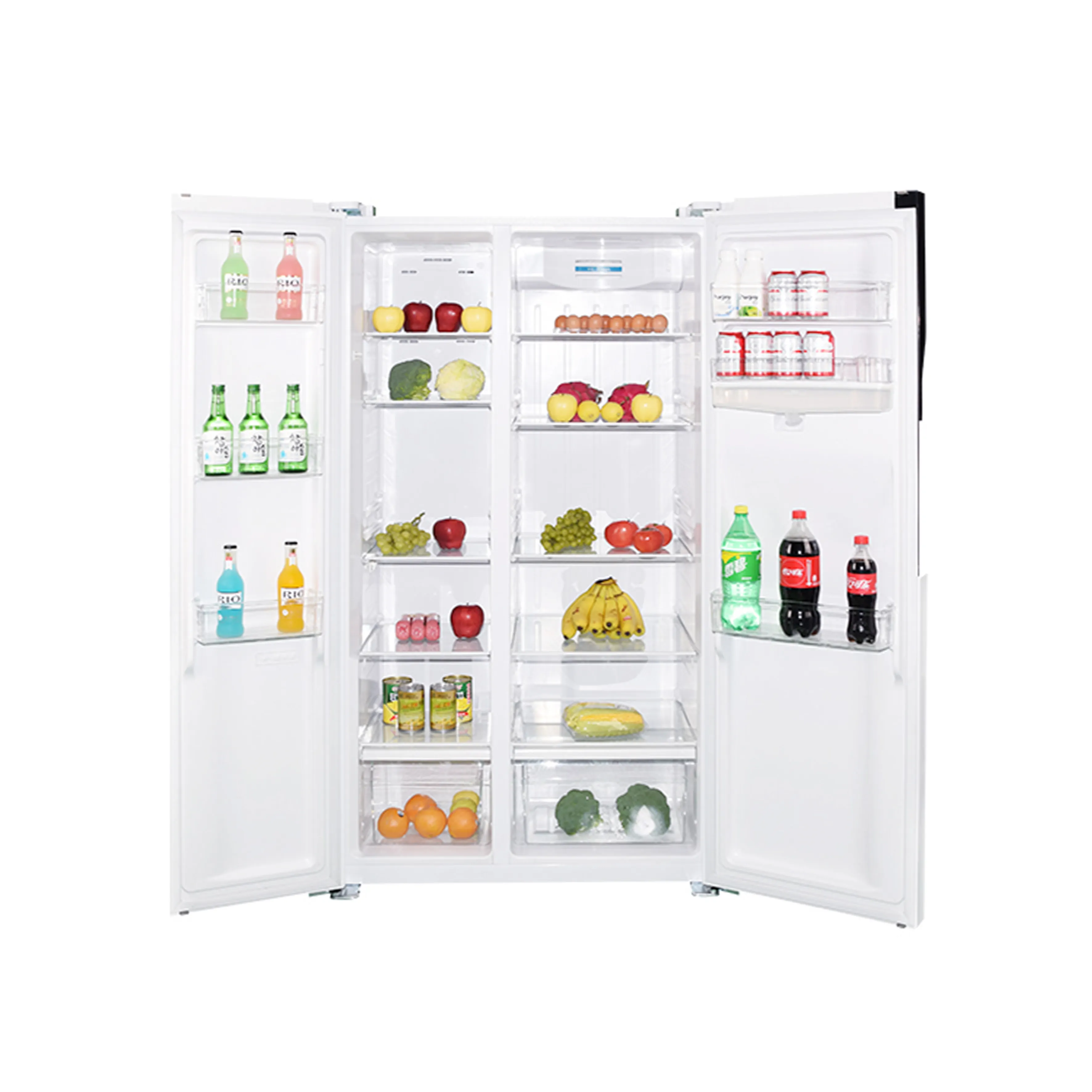 Kitchen Upright Side By Side Door Electronic Control System Refrigerator And Freezer