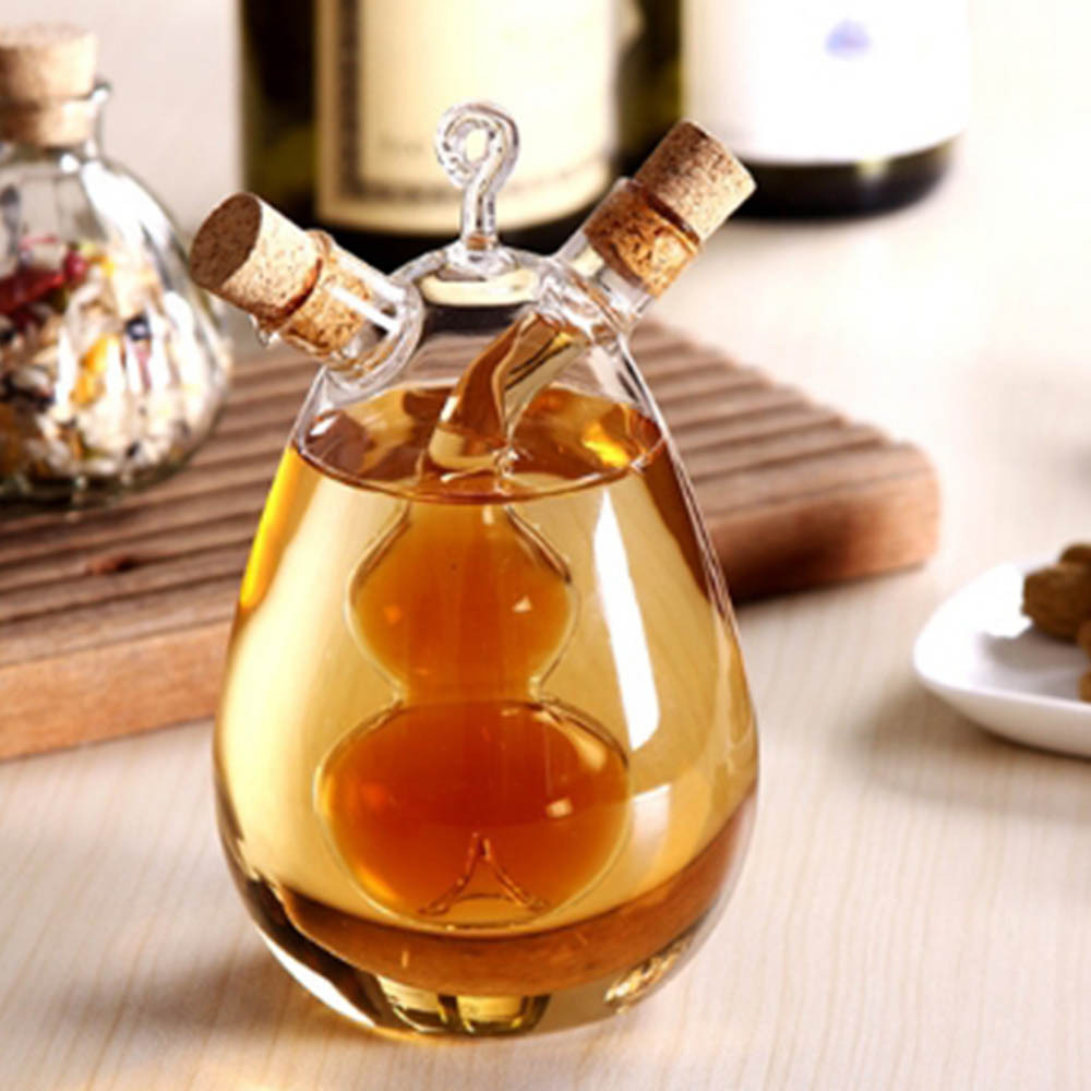 Condiment Seasoning Sealed Kitchen Storage Bottles Jars 2-in-1 Double Layer Sauce Oil Bottle Vinegar Glass Bottle