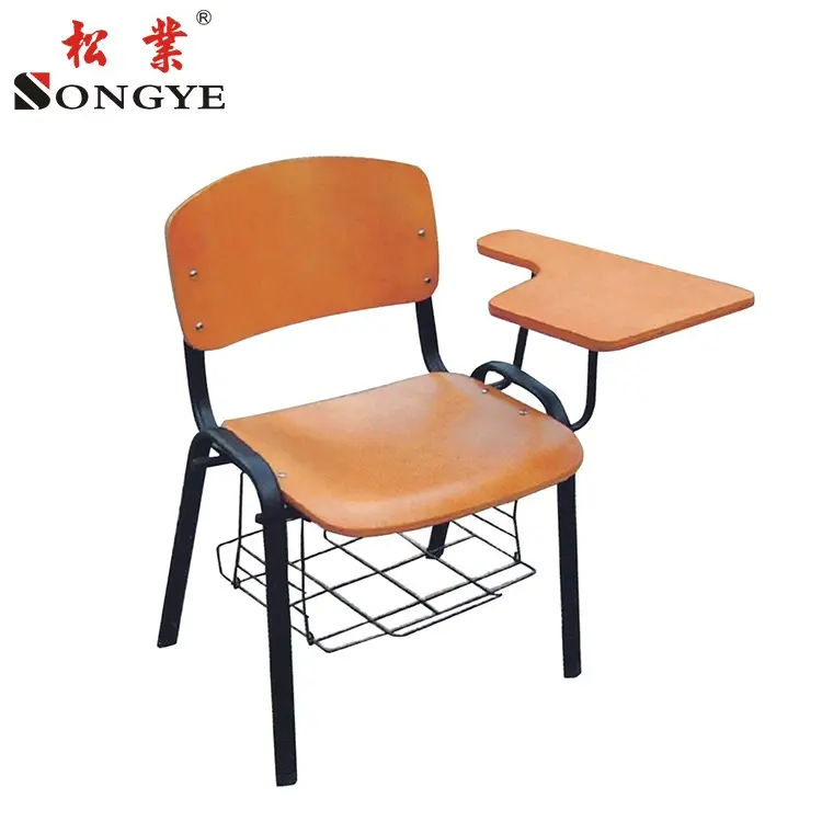Comfortable Plastic Student School Chairs With Writing Tablet Arm