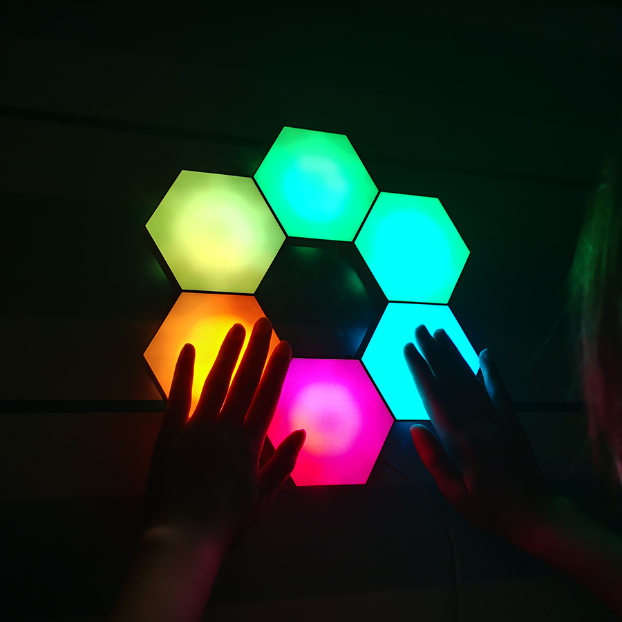 Ночник светодиодный шестигранный Verlichtingt, нанолампа с чувствительными к касанию цветными листьями